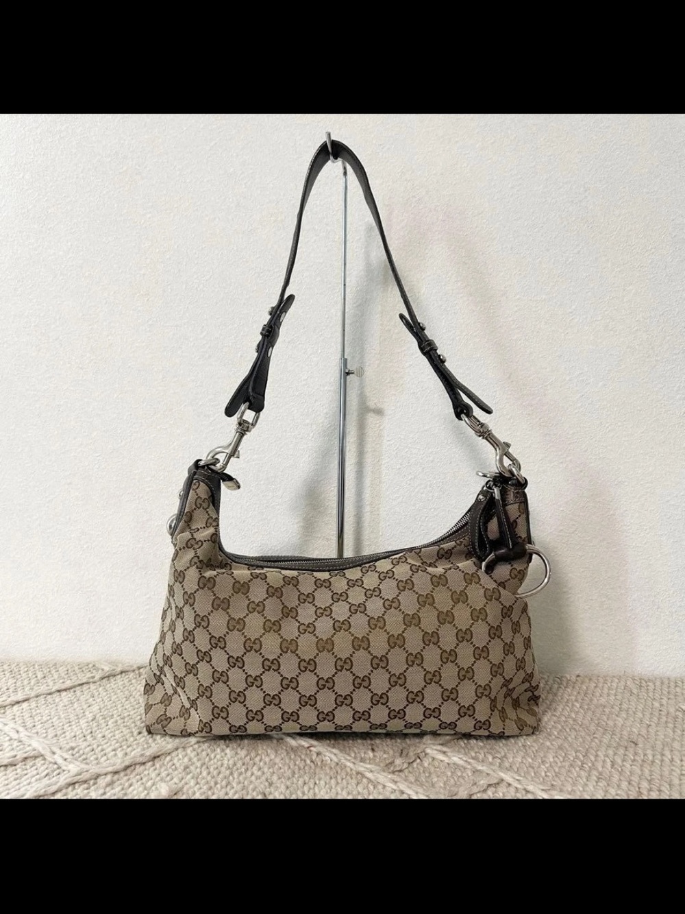 Gucci Beige Monogram Canvas Shoulder Bag